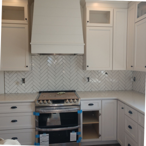 herringbone tile backsplash